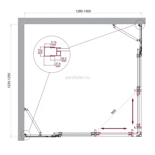 Душевой уголок LUCE-AH-22-130/125-C-Cr