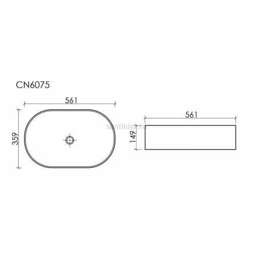 Накладная раковина CERAMICANOVA Element 561x359x149 мм CN6075