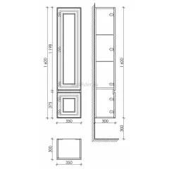 Шкаф-пенал SANCOS Very подвесной левый, Bianco 350х300х1600, PVR35LW