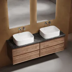 Столешница для ванной комнаты SANCOS из керамогранита SANCOS Black Sky 1600х460 без отверстия под смеситель,TT160A1