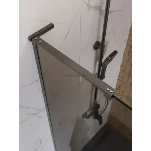 Душевая перегородка BelBagno UNO-L-1-TB-100-BR-GM профиль оружейная сталь, стекло бронза