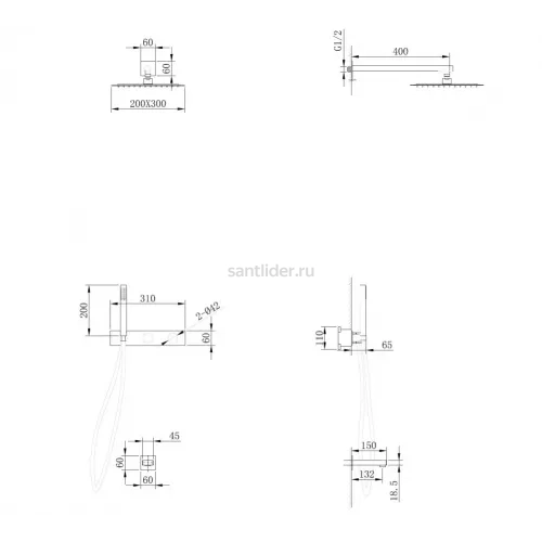 Душевая система ABBER Rund AF8717NG скрытого монтажа с изливом, никель