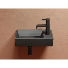 Умывальник CERAMICANOVA Element подвесной прямоугольный (чаша слева, отверстие под смеситель справа) цвет темный антрацит матовый CN6051LMDH