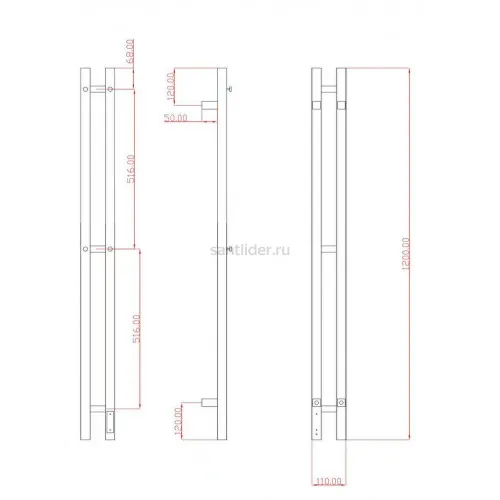 Полотенцесушитель электрический с/т Comfysan Альто-К (Alto-K) EC-2 120/8, брашированная медь, гальва