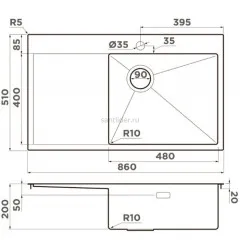 Мойка Omoikiri Akisame 86-Side-IN-R