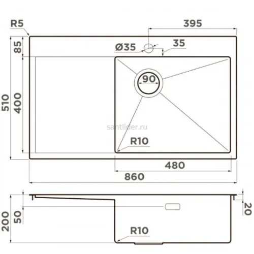Мойка Omoikiri Akisame 86-Side-IN-R