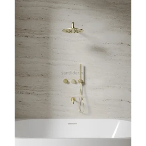 Душевая система ABBER Wasser Kreis 316 AF8150BG скрытого монтажа с изливом, термостат, золото брашированное