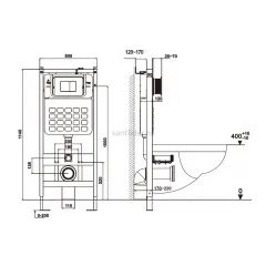 Комплект подвесной унитаз ABBER Bequem AC1131TC белый, с закрытым дном с инсталляцией AC0105 и кнопкой AC0121MW белая матовая