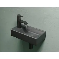 Умывальник CERAMICANOVA Element подвесной прямоугольный (чаша справа, отверстие под смеситель слева) цвет темный антрацит матовый CN6051RMDH