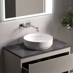 Тумба подвесная SANCOS Snob R, Beige Soft 790х445х500, под столешницу без отверстия под смеситель, цвет Black Sky, SNR80CE