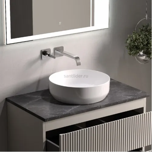 Тумба подвесная SANCOS Snob R, Beige Soft 790х445х500, под столешницу без отверстия под смеситель, цвет Black Sky, SNR80CE
