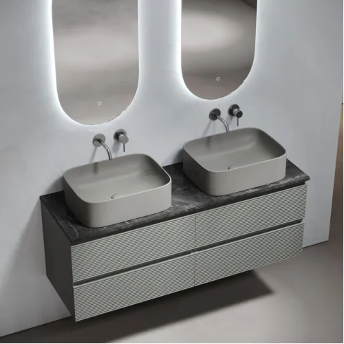 Столешница для ванной комнаты SANCOS из керамогранита SANCOS Black Sky 1400х460 без отверстия под смеситель,TT140A1