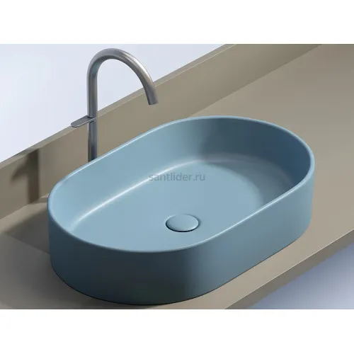 Умывальник CERAMICANOVA Element чаша накладная овальная (цвет Голубой Матовый) CN6048ML