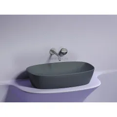 Умывальник CERAMICANOVA Element чаша накладная овальная (цвет Темный Антрацит Матовый) CN6049MDH
