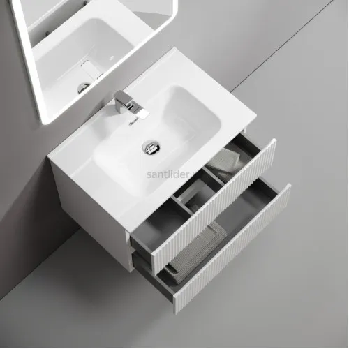 Тумба подвесная SANCOS Snob R 690х445х500, c двумя ящиками оснащенными доводчиками, Bianco,SNR70W