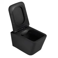 Комплект подвесной унитаз ABBER Rechteck AC1201MB черный матовый с инсталляцией AC0105 и кнопкой AC0120MCH матовый хром