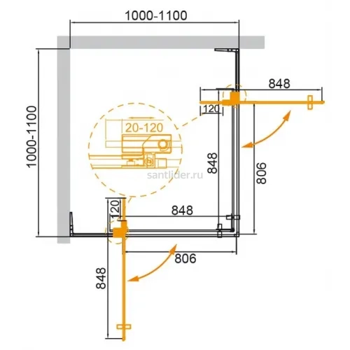 Душевой уголок Cezares SLIDER-A-2-100/110-BR-NERO