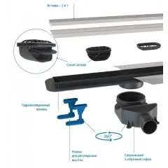 Душевой линейный трап 70 см BelBagno BB-LD-LUCE-70-NERO лоток чёрный матовый