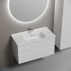 Тумба подвесная SANCOS Snob R 890х445х500, c двумя ящиками оснащенными доводчиками, Bianco,SNR90W