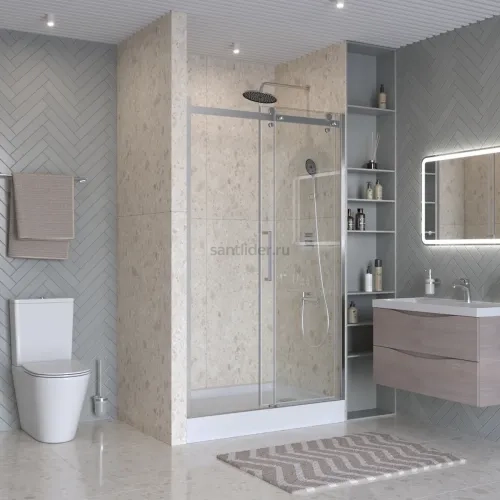 Душевая дверь шириной 121см BelBagno MARINO-2-BF-1-120-C-CR профиль хром, стекло прозрачное
