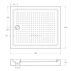 Поддон для душа акриловый 120х100 Cezares TRAY-A-AH-120/100-15-W с сифоном