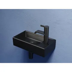 Умывальник CERAMICANOVA Element подвесной прямоугольный (чаша слева, отверстие под смеситель справа) цвет чёрный матовый CN6051LMB