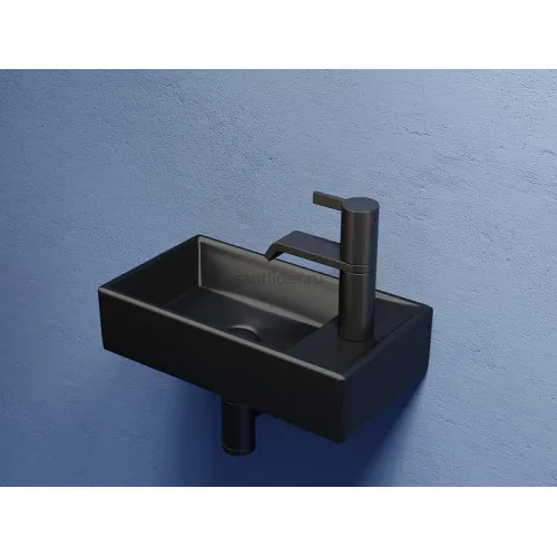 Умывальник CERAMICANOVA Element подвесной прямоугольный (чаша слева, отверстие под смеситель справа) цвет чёрный матовый CN6051LMB