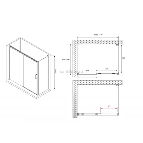 Душевой уголок ABBER Komfort AG93140B-S102B