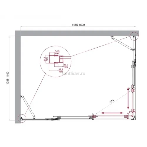Душевой уголок LUCE-AH-22-150/110-C-Cr