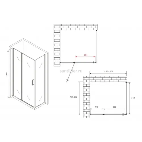 Душевой уголок ABBER Sonnenstrand AG04120BS-S80B