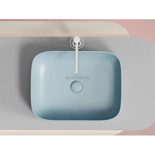 Умывальник CERAMICANOVA Element чаша накладная прямоугольная (цвет Голубой Матовый) CN6052ML