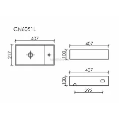 Умывальник CERAMICANOVA Element подвесной прямоугольный (чаша слева, отверстие под смеситель справа) цвет темный антрацит матовый CN6051LMDH