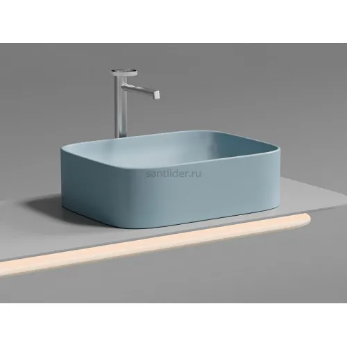 Умывальник CERAMICANOVA Element чаша накладная прямоугольная (цвет Голубой Матовый) CN6052ML