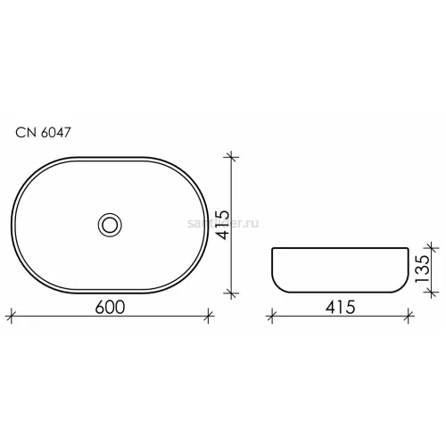 Умывальник CERAMICANOVA Element чаша накладная овальная (цвет Антрацит Матовый) CN6047MH