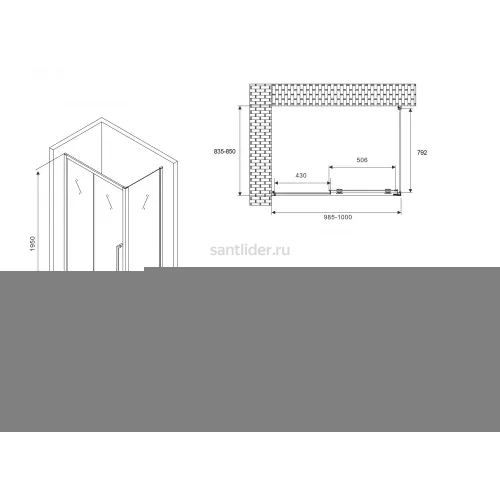 Душевой уголок ABBER Schwarzer Diamant AG30100BH-S85B