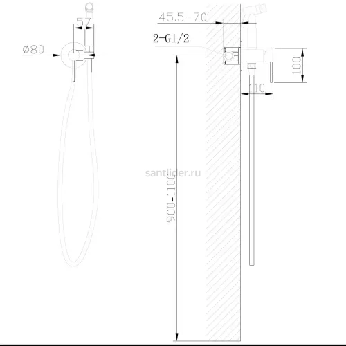 Смеситель ABBER Wasser Kreis AF8125RG с гигиеническим душем, розовое золото