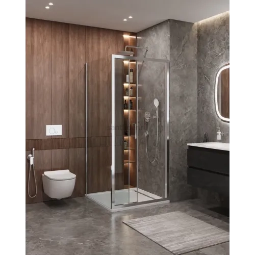 Душевой уголок Cezares MOLVENO-AHF-31-100/80-C-CR-IV, 100х80х195, профиль хром, стекло прозрачное