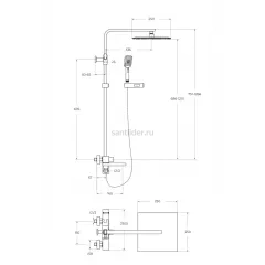 Душевая стойка BelBagno LUCE с изливом LUC-VSCM-ORO
