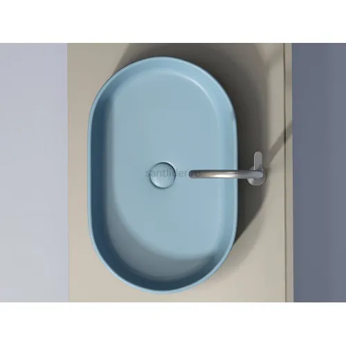 Умывальник CERAMICANOVA Element чаша накладная овальная (цвет Голубой Матовый) CN6048ML