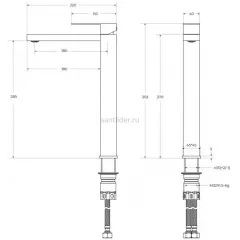 Смеситель CEZARES SLIDER-LC-NOP-W0 для накладной раковины, без донного клапана