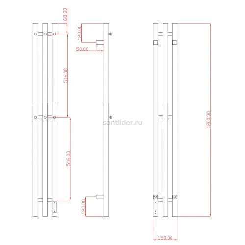 Полотенцесушитель электрический с/т Comfysan Альто-К (Alto-K) EC-3 120/12, оружейная сталь, гальвани