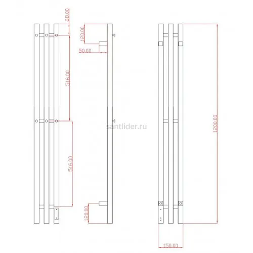Полотенцесушитель электрический с/т Comfysan Альто-К (Alto-K) EC-3 120/12, брашированная медь, гальв