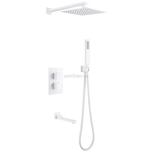Душевая система ABBER Daheim AF8250W скрытого монтажа с изливом, термостат, белая матовая
