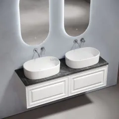 Столешница для ванной комнаты SANCOS из керамогранита SANCOS Black Sky 1600х460 без отверстия под смеситель,TT160A1