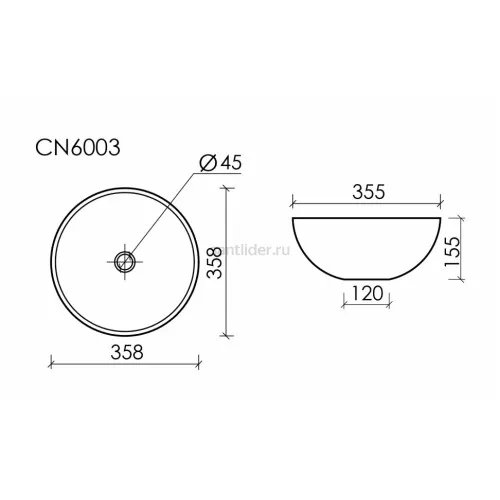 Умывальник CERAMICANOVA Element чаша накладная круглая (цвет Белый Матовый) CN6003