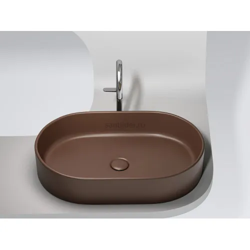 Умывальник CERAMICANOVA Element чаша накладная овальная (цвет Темно-Коричневый Матовый) CN6048MDB