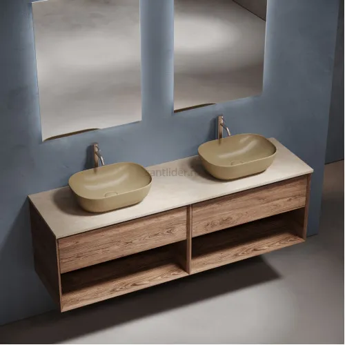 Столешница для ванной комнаты SANCOS из керамогранита SANCOS Kreman 1600х460 c отверстием под смеситель,TT160A2X
