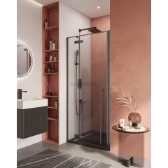 Душевая дверь Cezares LINER-B-12-90-C-NERO-L, 90х195, левосторонняя, профиль черный матовый, стекло прозрачное