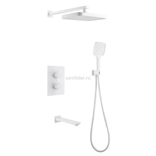 Душевая система ABBER Weiss Insel AF8050W скрытого монтажа с изливом, термостат, белая