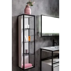 Пенал LOFT высокий белый, полки стекло Boheme